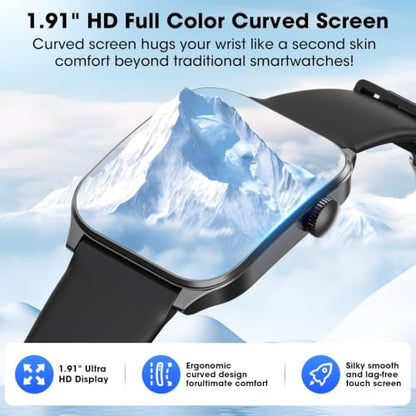 Curve Smart Watch for Men Women, 1.91" Smartwatches with 120+ Sport Modes, Fitness Tracker with Bluetooth Call, Waterproof Activity Tracker Smartwatch for iOS Android Phones