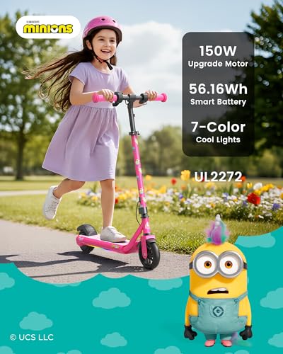 Gyroor Minions H30 Max Kids Electric Scooter 150W Deep Pink