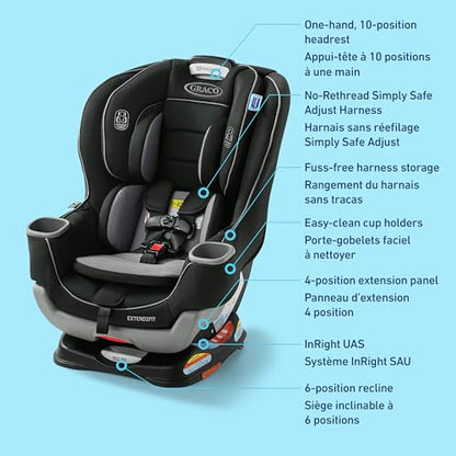 Graco Extend2Fit Convertible Car Seat, 2-in-1 Forward & Rear-Facing Baby Car Seat, 1.8-30 kg (4-65 lb), Titus