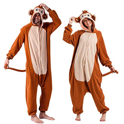 Spooktacular Creations Adult Monkey Jumpsuit (Large) - Halloween Plush Brown Costume