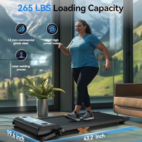 3 in 1 Walking Pad with 3-Level Adjustable Incline, Under Desk Treadmill for Home Office with 2.5HP Quiet Motor, LED Display, Hidden Safety Switch, Compact Portable Jogging Machine for Small Spaces