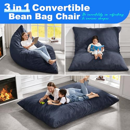 Hobestluk Adult Bean Bag Chair 3 in 1 Convertible Large Bean Bag Sofa