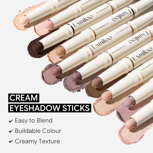Exmiloo Cream Eyeshadow Stick, Taupe Matte & Rose Gold Shimmer Duo
