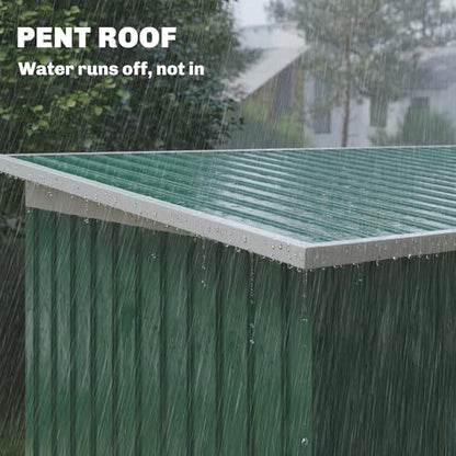 Outsunny 9' x 4' Metal Storage Shed Waterproof w/Foundation Kit Dark Green