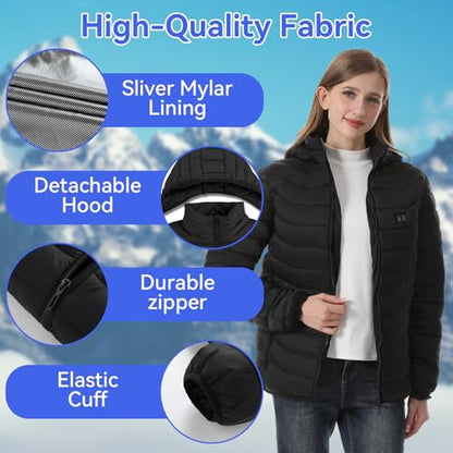 CHANGEOWN Heated Jackets for Women & Men, Dual-Control 15 Heating Zones Unisex Heating Jacket Coat with Battery, 3 Heating Levels Windproof & Waterproof Heating Jacket for Winter Outdoor, X-Large