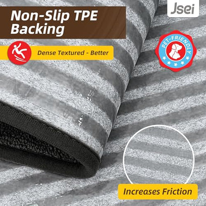 JSEI Non-Slip Bathroom Rugs, 2PCS Non-Slip, 24"x36"+24"x60", Black