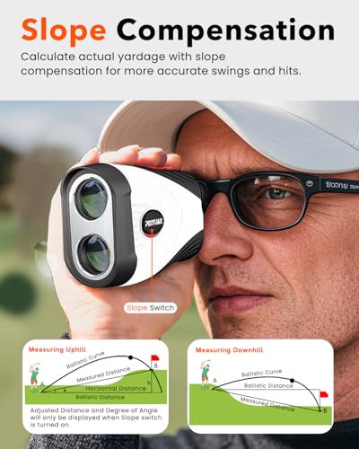 Golf Rangefinder with Slope, 1200 Yard Laser Range Finder, 7X Magnification