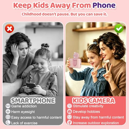 Kids Camera for Boys and Girls HD Selfie Digital Camera for 3-12 Year Old Kids with Tripod & SD Card, Perfect for Christmas & Birthday Gifts Best Festival Gift