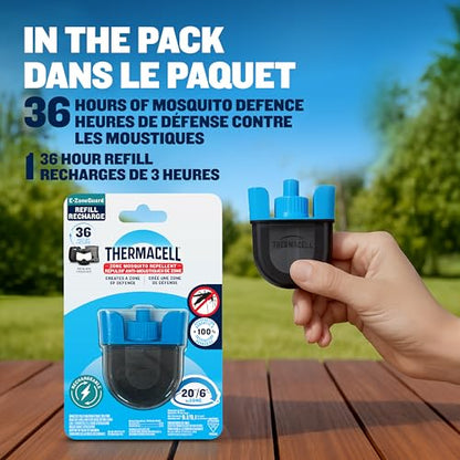Thermacell E-ZoneGuard Mosquito Repellent Refill, 36-Hr, Rechargeable | 20FT (6M) Zone; 36-Hr Refill Cartidges; Rechargeable; Patio Shield; Outdoor Bug Spray Alternative; Scent Free; DEET-Free