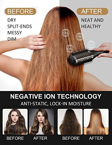 LANDOT Hair Blow Dryer Brush, One-Step Ionic Hot Air Styler Volumizer 60mm