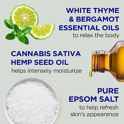 Dr Teal’s Foaming Bath with Pure Epsom Salt, Cannabis Sativa Hemp Seed Oil, 34 fl oz (Packaging May Vary)