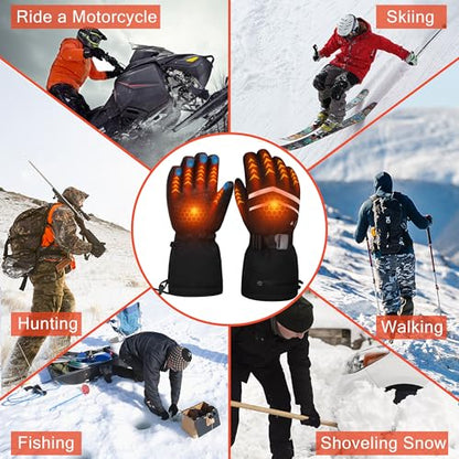 Heated Gloves for Men Women:7.4V-6000mAh Rechargeable Battery Gloves | Rechargeable heated gloves with triple waterproof protection, intelligent heat lock, and internal heat circulation
