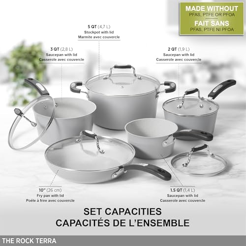 Starfrit The Rock Terra 10-Piece Ceramic Cookware Set, PFAS-Free