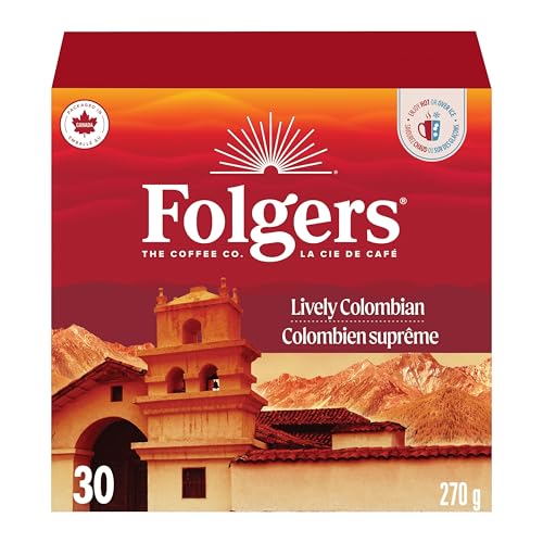 Folgers Lively Colombian One Cup Coffee Pods, 30 Count (Pack of 1)