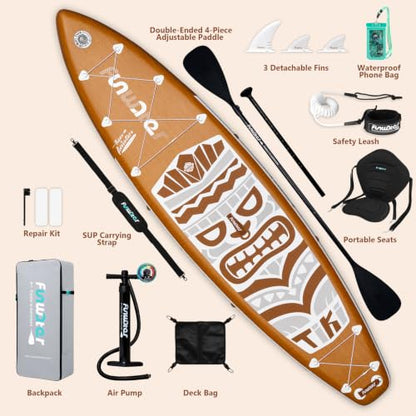 FunWater Inflatable Stand Up Paddle Board with Beginners SUP Accessories | 11'6 SUP,Anti-Slip EVA Deck,Versatile Yoga/Family Inflatable Paddle Boards for Adults & Youth of All Skill Levels