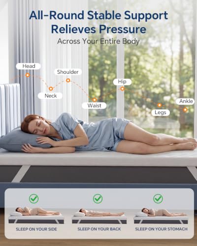 BEDELITE 3 Inch Egg Crate Memory Foam Mattress Topper Queen Size | Soft High Density Mattress Foam Pad for Pressure Relief, Bed Topper with Removable & Machine Washable Bamboo Viscose Cover