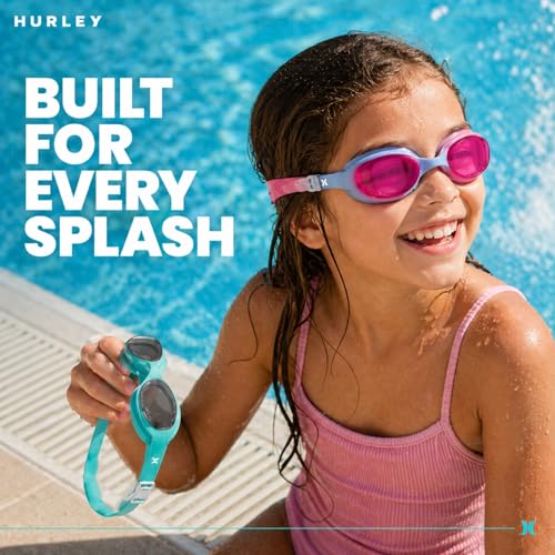 Hurley Youth Solari Blue & Pink Swim Goggles 2 pack Trap Blist