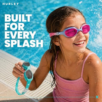 Hurley Youth Solari Blue & Pink Swim Goggles 2 pack Trap Blist