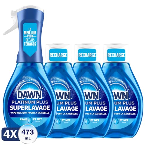 Dawn Powerwash Spray, Dish Soap, Dishwashing Liquid, Fresh, 1 Starter Kit + 3 Refills, 4x473 mL