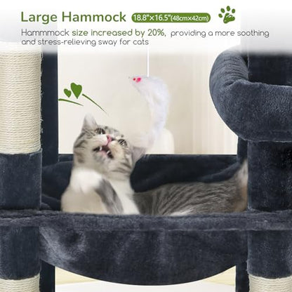 Globlazer Large Platform Cat Tree for Indoor Cats Large Adult, Dark Grey