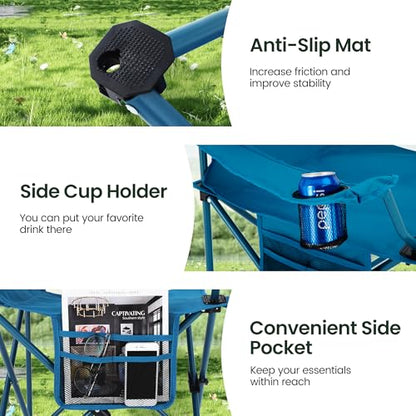 HIGH POINT SPORTS 2 Pack Camping Chair for Adults Support 250 lbs Blue