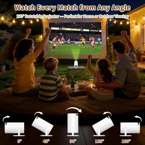 Telonixium 1080P Full HD Mini Projector Portable, 4K Support, 270° Rotation