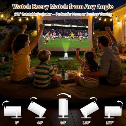 Telonixium 1080P Full HD Mini Projector Portable, 4K Support, 270° Rotation