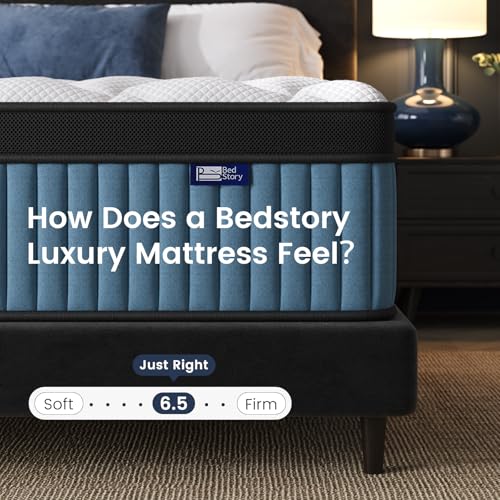 BedStory King Mattress Firm, 12 Inch Hybrid Individually Pocket Spring Mattress with Gel Memory Foam, King Size Mattresses in a Box for Lumbar Support ＆ Pressure Relief, CertiPUR-US Certified
