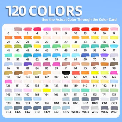 Flavery Alcohol Markers Fine Chisel 120 Colors, Adult Coloring with Base
