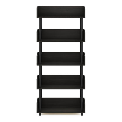 Furinno Turn-N-Tube Storage Shelves, 5-Tier Open Book Shelf with Round Corner Top Edges, Corner Shelf, for Living Room, Bedroom, Home Office, Espresso