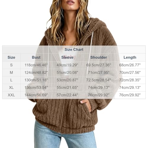 Generic Fleece Zip Up Hoodie for Women Lightweight Sherpa Hooded Jacket