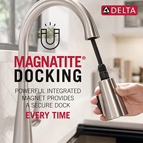 Delta 19867LF-BL Nicoli Single Handle J Spout Kitchen Faucet in Matte Black