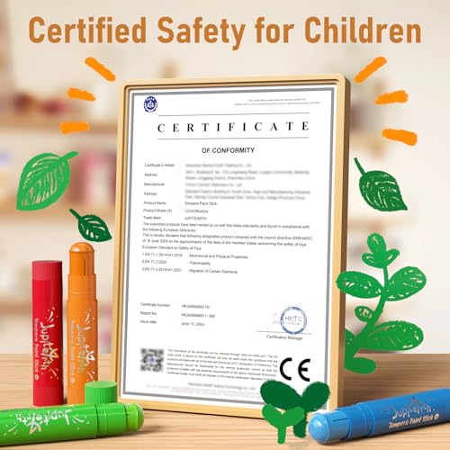 JUPITEARTH Tempera Paint Sticks for Kids, Quick Drying, 24 Colors