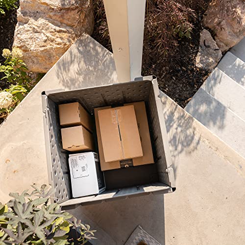 LIFETIME 25 Gallon Outdoor Storage Cube, Deckbox, Brown lid, Storage Box for Gardening Tools, Pool Supplies, Patio Furniture & More