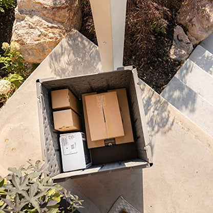 LIFETIME 25 Gallon Outdoor Storage Cube, Deckbox, Brown lid, Storage Box for Gardening Tools, Pool Supplies, Patio Furniture & More