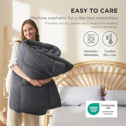 Bedsure Comforter Duvet Insert King - Quilted All Season Grey, 90x102