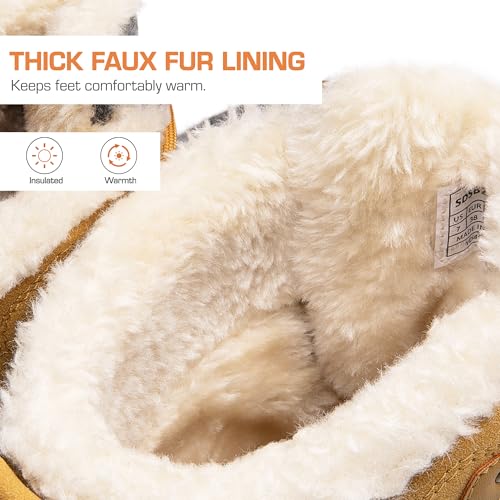 DREAM PAIRS Women's Winter Snow Boots Comfortable,Chestnut/Grey,7