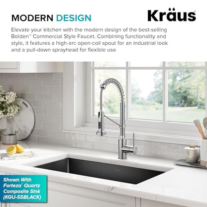 Kraus KPF-1610SSCH Bolden Single Handle 18" Commercial Kitchen Faucet, Stainless Steel/Chrome