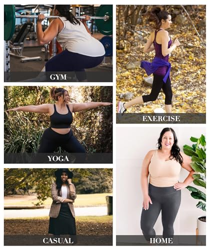 HLTPRO 3 Pack Leggings for Women(S-4XL) - High Waisted Tummy Control Plus Size Soft Pants for Workout Running Yoga