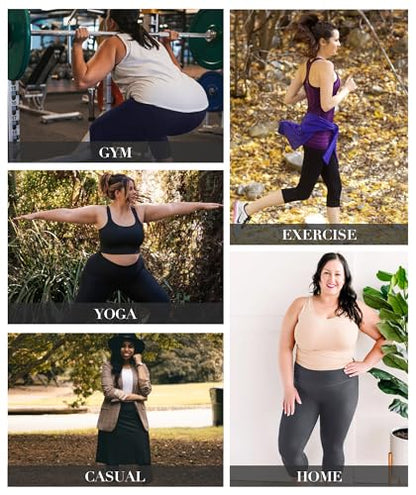 HLTPRO 3 Pack Leggings for Women(S-4XL) - High Waisted Tummy Control Plus Size Soft Pants for Workout Running Yoga