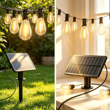 120FT Solar String Lights Outdoor with Remote, 32+2 LED Shatterproof Bulbs, USB Charging, Dimmable & Timable,S11 Waterproof Solar Lights for Outside Backyard Patio Garden Decor