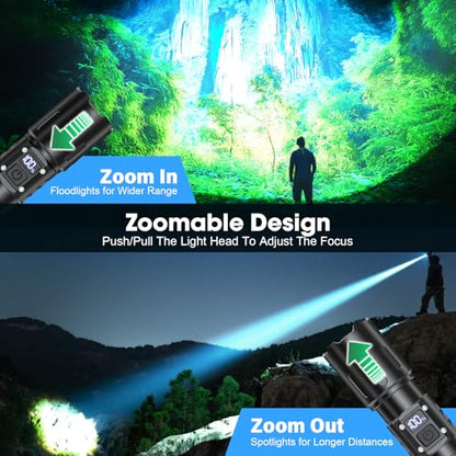 Hoxida Rechargeable LED Flashlights High Lumens, 2000LM Super Bright Flashlight with Memory Function & Stepless Dimming, 5 Modes Powerful Waterproof Handheld Flashlight for Camping Emergencies