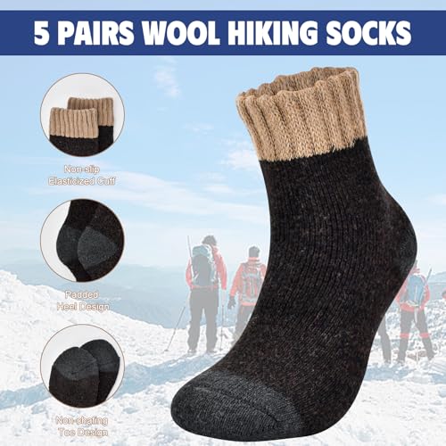 Stocking Stuffers for Men 5 Pairs Wool Mens Socks, Christmas Mens Gifts