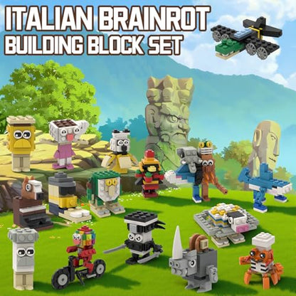 Myth Qholve Italian Brain Rot Unique Cartoon Characters Building Blocks 16 in 1 Educational & Entertaining & Adults