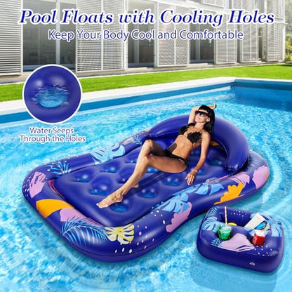 MoKo Inflatable Pool Floats Adult, Water Lounger Raft with Cup Holders