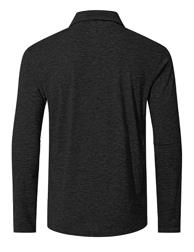 TARAINYA Men's Polo Shirts Cotton Long Sleeve Casual Golf Tees with Pocket