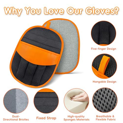YOSEPATI Magic Brush Pet Hair Removal Glove, 2 Pack Electrostatic Grooming Remover Glove for Dog and Cat, Pet Hair Remover, Fur Remover for Furniture, Clothing, Carpet & Car Seat
