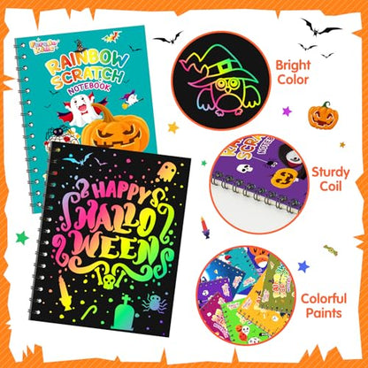 FEREDO KIDS 16 Pack Rainbow Scratch Notebook Art Party Favors for Kids