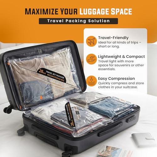Vacuum Bags for Travel Clothes with Cordless Pump, Vacuum Storage Bags 15Pk | (6 Small, 5 Medium, 4 Large) - Vacuum sealer bags for clothes, Blankets and Luggage - Space Saver Vacuum Storage Bags