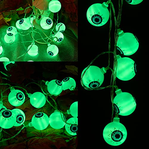 Décoration d'Halloween pour intérieur et extérieur : Guirlande lumineuse de 5 m avec 30 LED en forme d'yeux